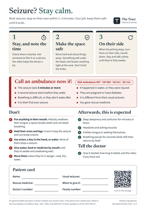 Preview of the seizure first-aid sheet